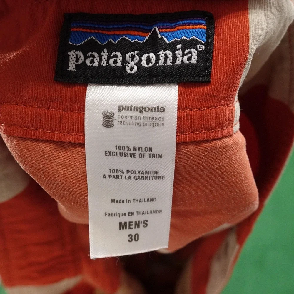 Patagonia Swim Shorts Mens 30‎ Orange Striped Board Shorts Drawstring